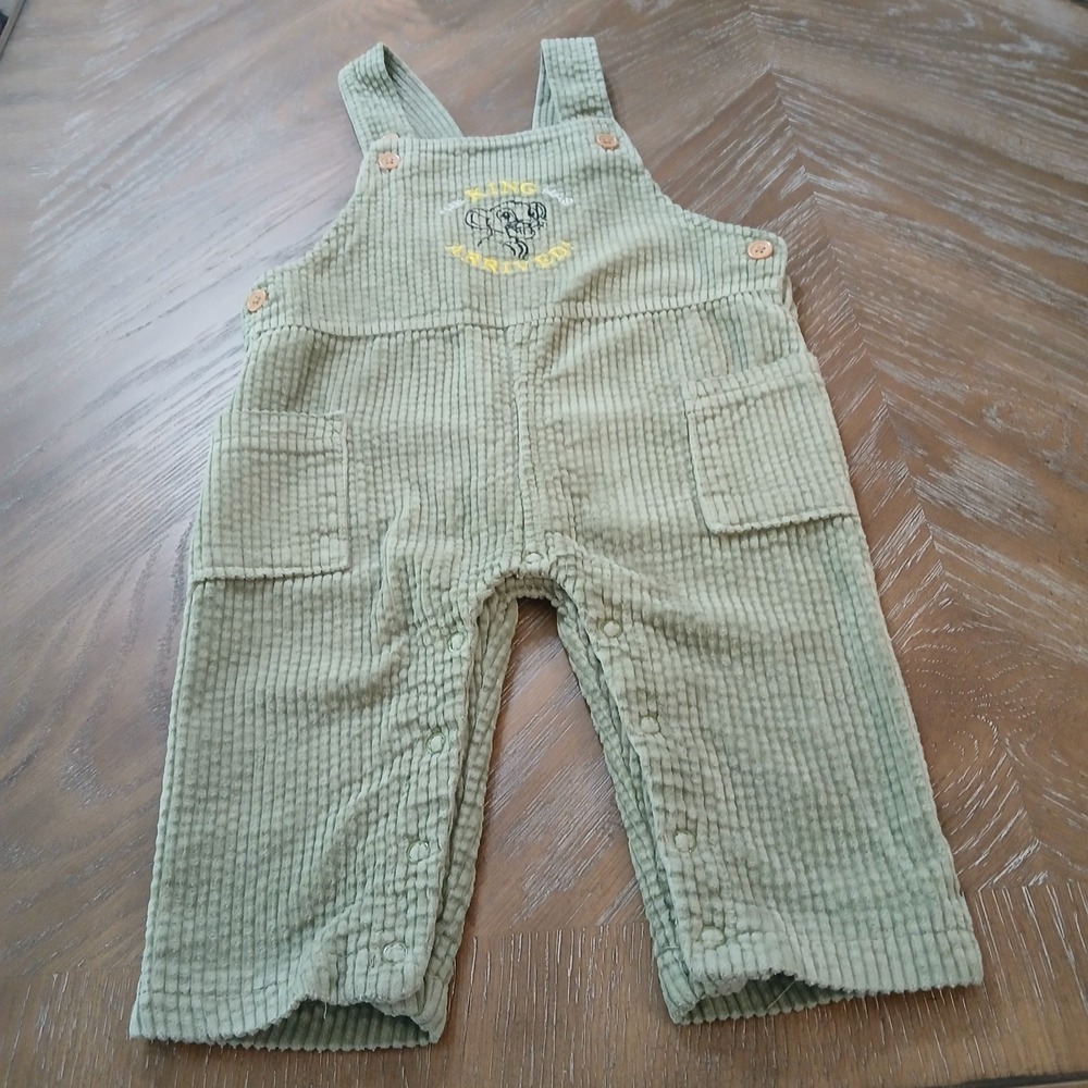 Baby Disney Overalls 12 Months The King Has Arrived Snap Legs And Crotch Green
